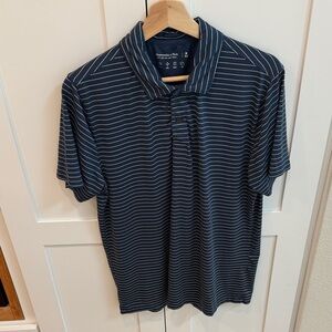 Abercrombie & Fitch Men's Blue and White Striped Polo